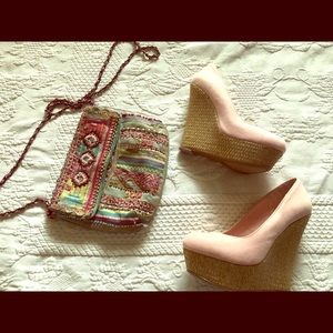 Gorgeous pink wedge shoes